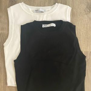 White and Black Zara Sweater Tanks- Size Large